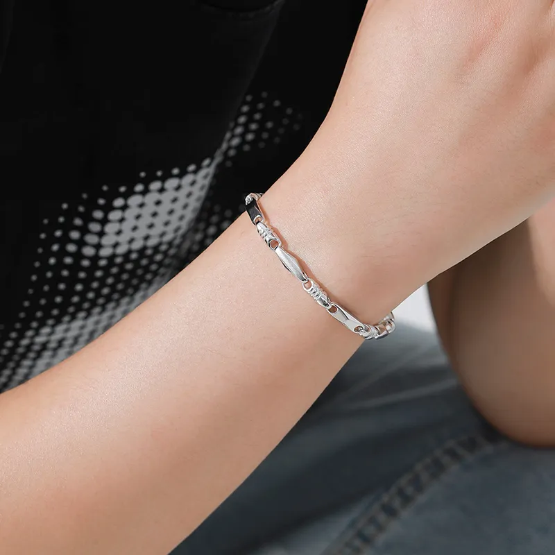 YUDIAN S999 Fine Silver Pure Silver Bracelets Men's-6