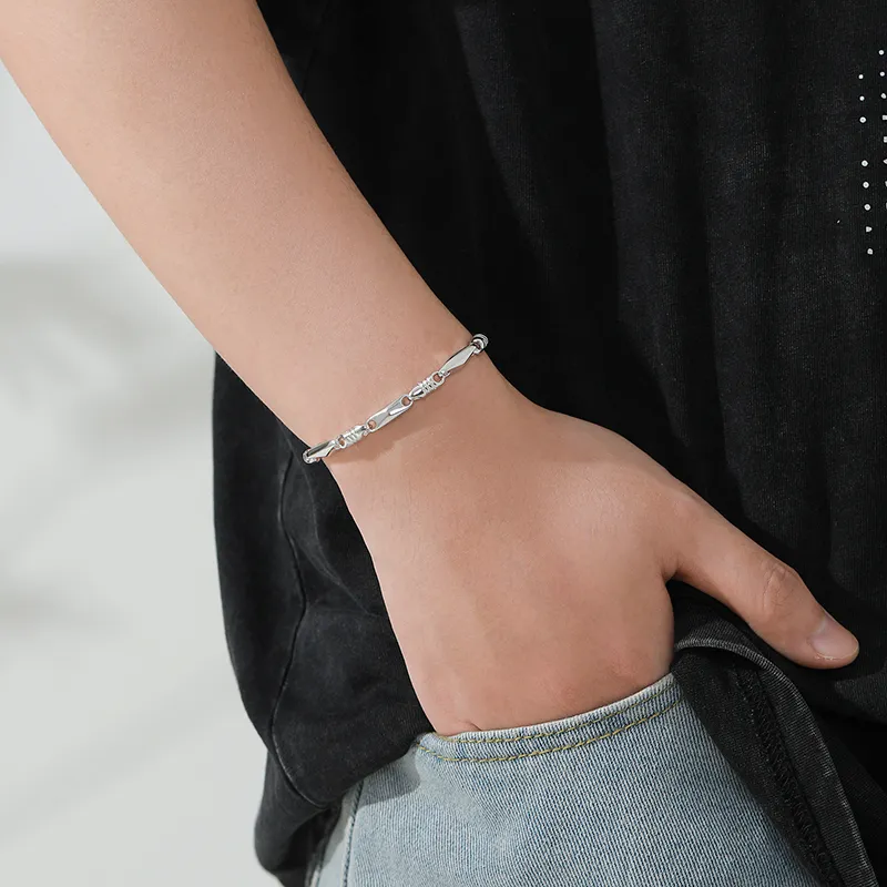 YUDIAN S999 Fine Silver Pure Silver Bracelets Men's-5