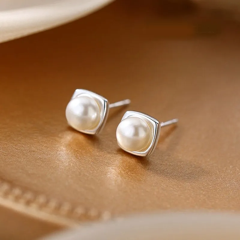 YUDIAN Freshwater Pearl Stud Earrings Women's-3