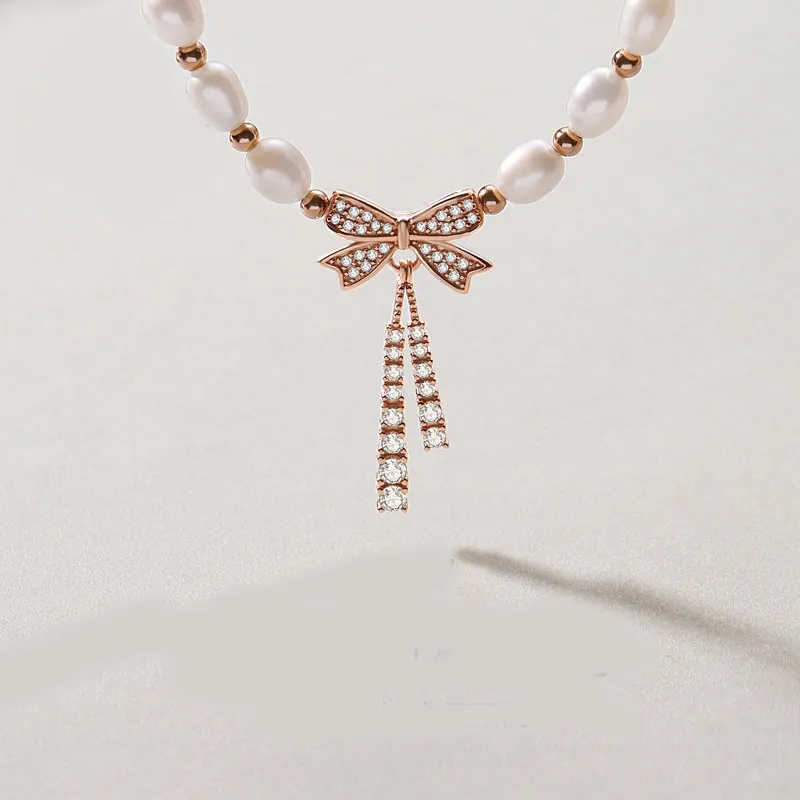YUDIAN Freshwater Pearl Necklaces Women's Rose Gold-1