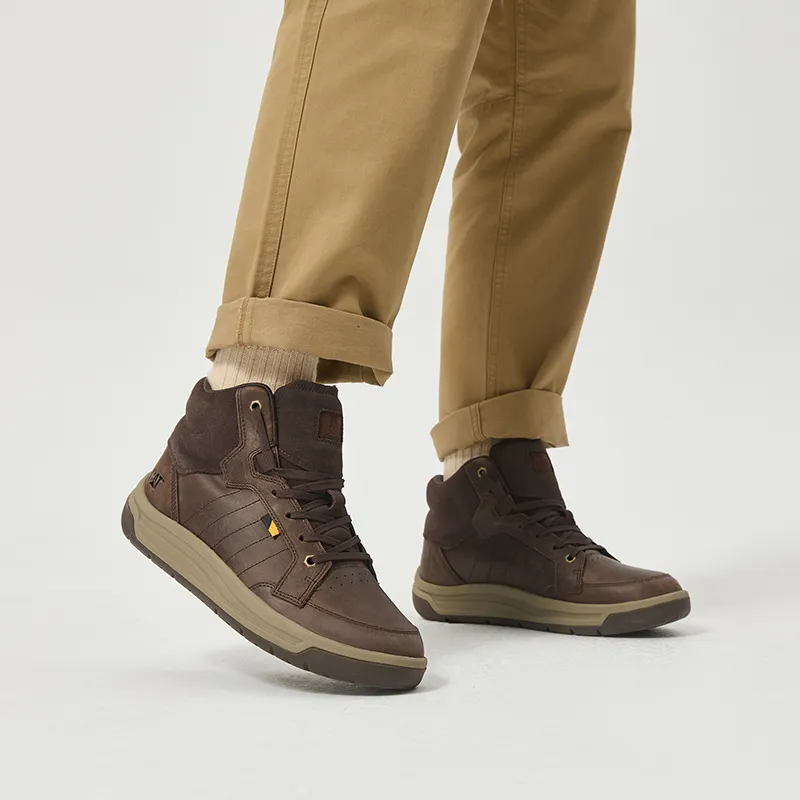 CAT Slip Resistant, Abrasion Resistant, Waterproof High Top Casual Shoes Men's Dark Brown-5