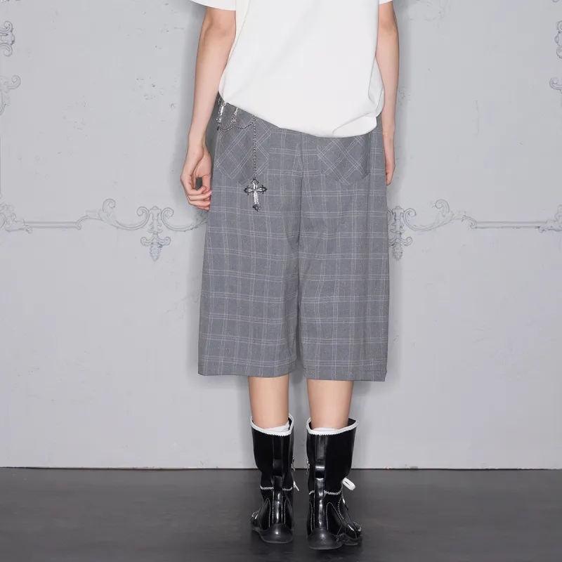 ROCAWEAR Casual Shorts Unisex Gray Plaid-4