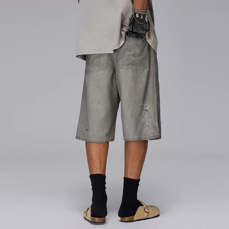 ROCAWEAR Denim Shorts Unisex Gray-4