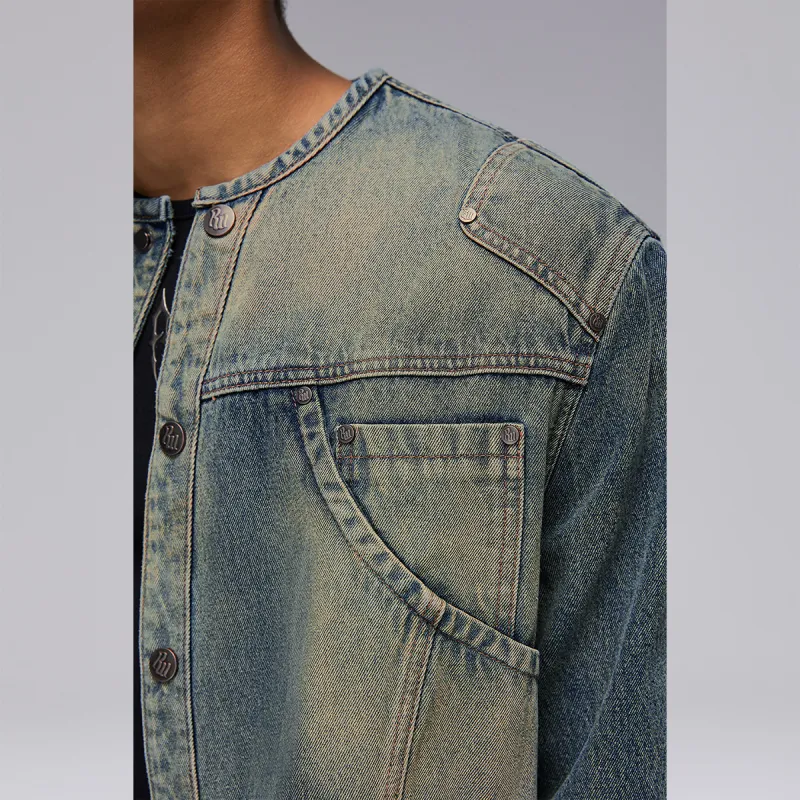 ROCAWEAR Denim Jacket Unisex Washed Denim Blue-3
