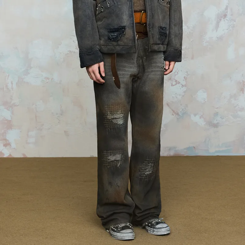 ROCAWEAR Jeans Unisex Yellow Mud Denim Blue-4