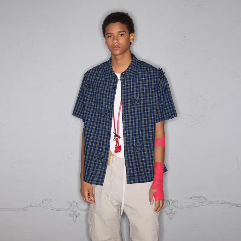 ROCAWEAR Shirt Unisex Black And Green Plaid-2