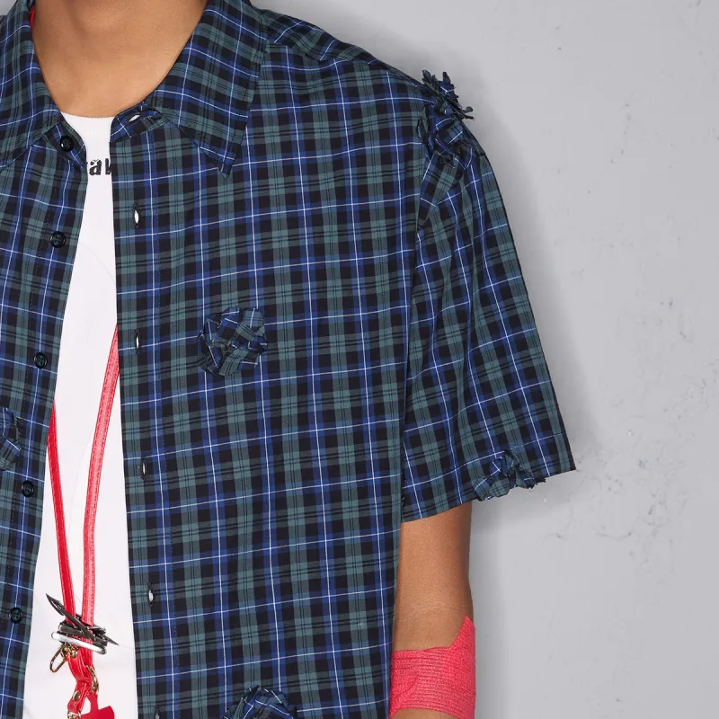 ROCAWEAR Shirt Unisex Black And Green Plaid-5
