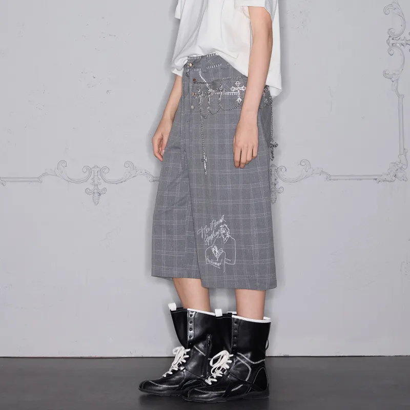 ROCAWEAR Casual Shorts Unisex Gray Plaid-3
