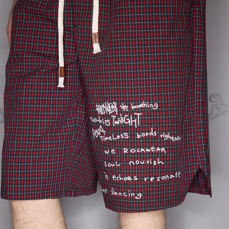 ROCAWEAR Casual Shorts Unisex Vintage Red Plaid-5