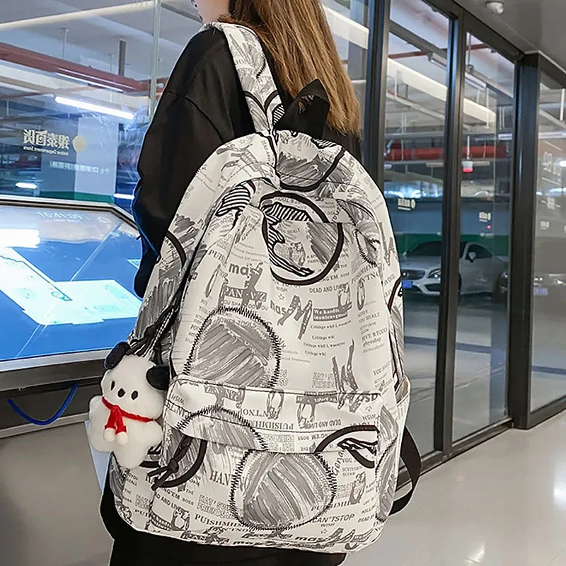 ResNonverba Nylon Backpacks Backpack Regular Unisex Black/White/Blue/Yellow-10