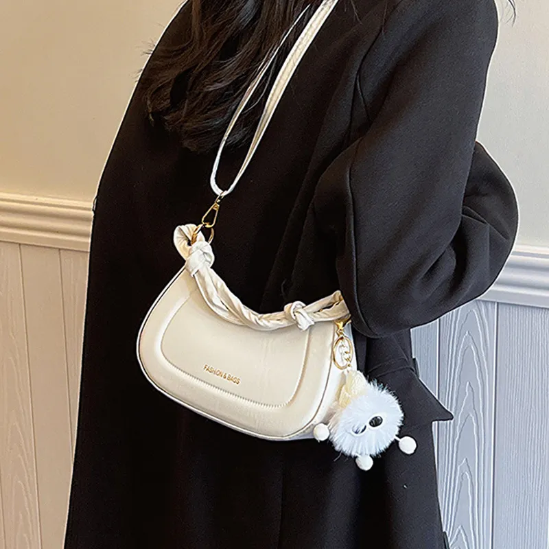 ResNonverba PU Saddle Bag, Shoulder Bag, Handbag Regular Women's Brown/White-6