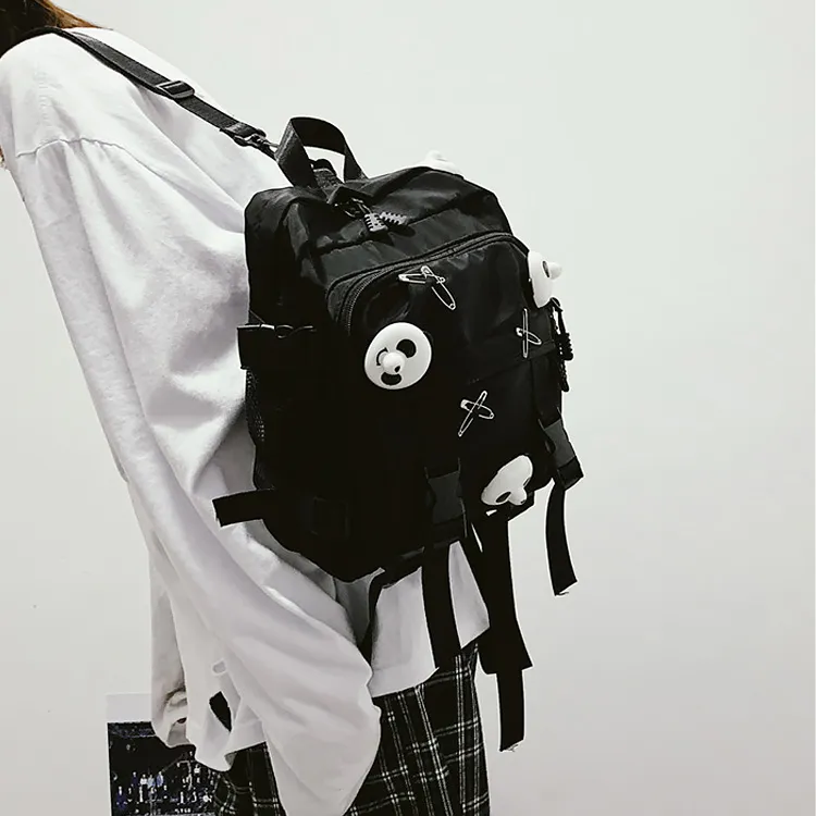 ResNonverba Nylon One Shoulder Crossbody Backpack Tubas Unisex Black-1