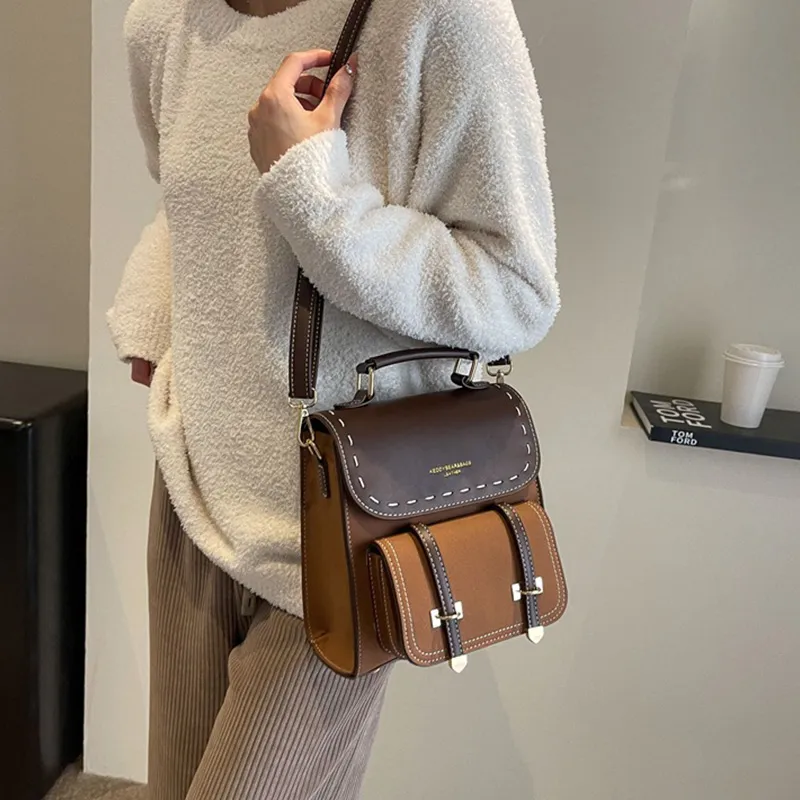 ResNonverba PU Backpack Women's Black/Coffee/Brown/Khaki-16