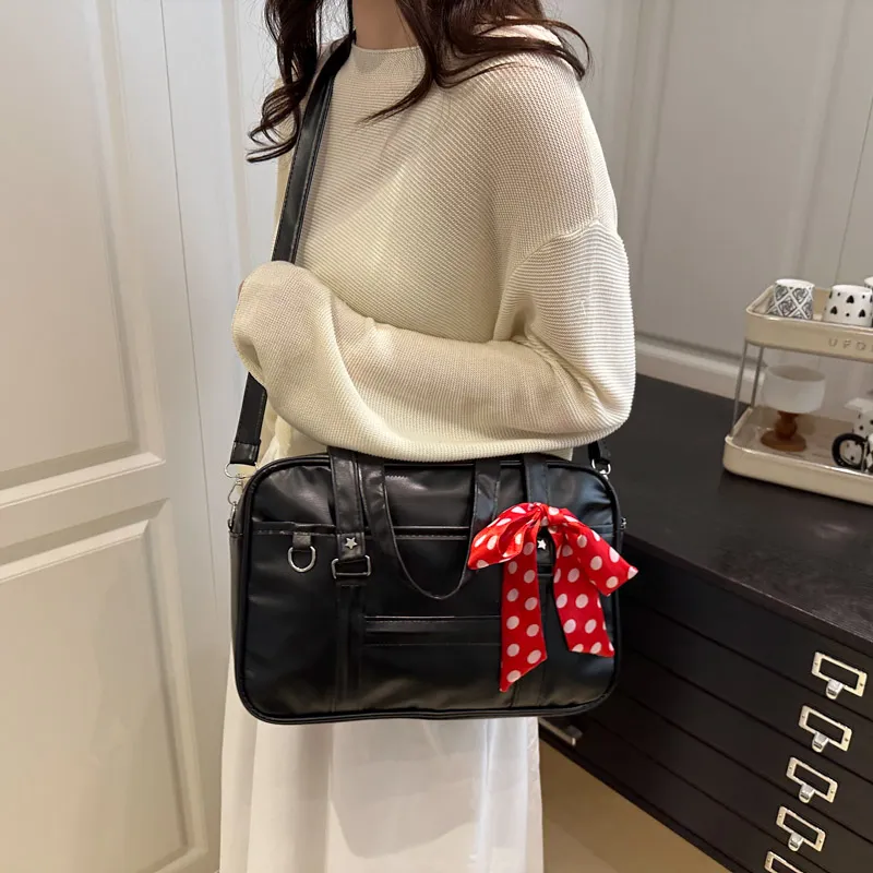 ResNonverba PU Shoulder Bag, Crossbody Bag, Handbag Regular Women's Black-2