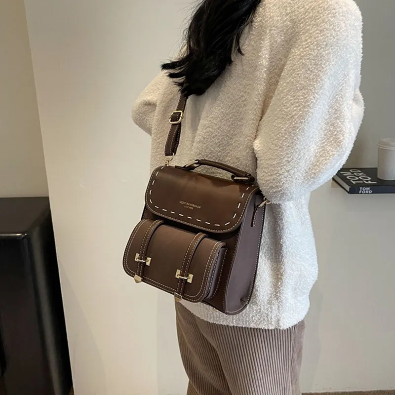 ResNonverba PU Backpack Women's Black/Coffee/Brown/Khaki-10