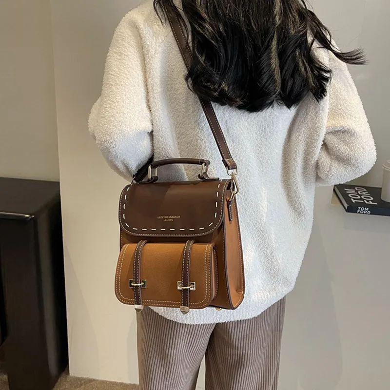 ResNonverba PU Backpack Women's Black/Coffee/Brown/Khaki-15