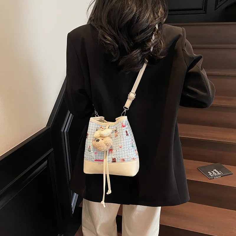 ResNonverba PU Crossbody Bag, Bucket Bag Women's Multicolor-14