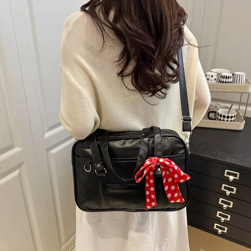 ResNonverba PU Shoulder Bag, Crossbody Bag, Handbag Regular Women's Black-3