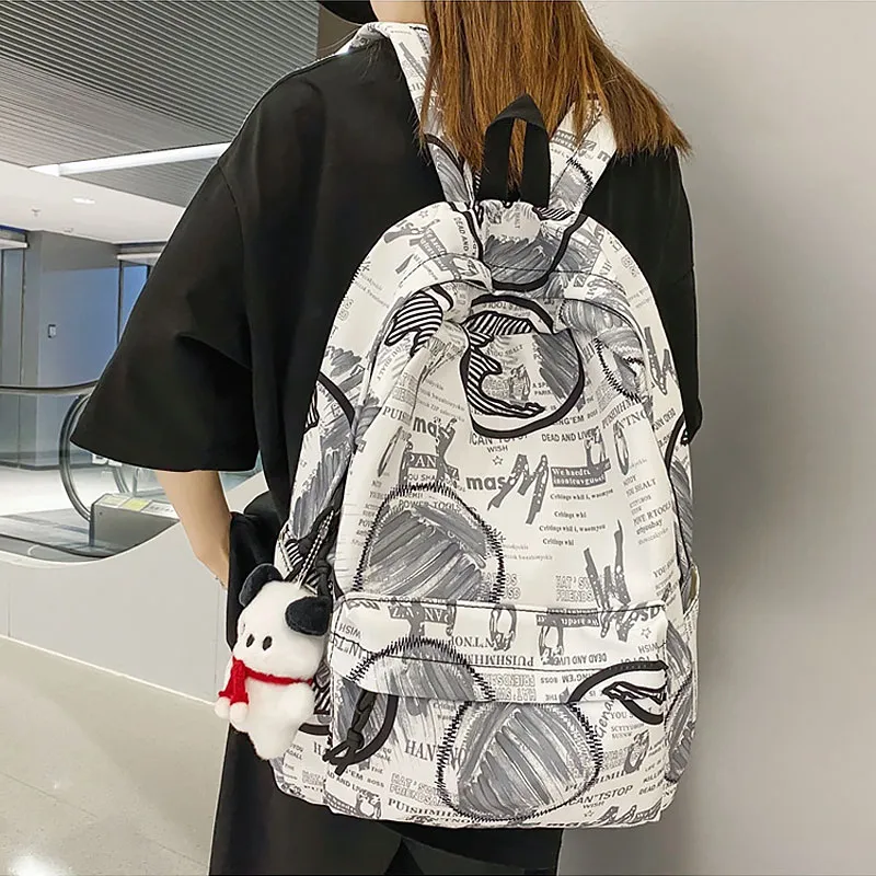 ResNonverba Nylon Backpacks Backpack Regular Unisex Black/White/Blue/Yellow-9
