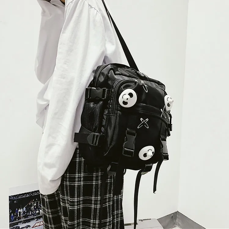 ResNonverba Nylon One Shoulder Crossbody Backpack Tubas Unisex Black-3