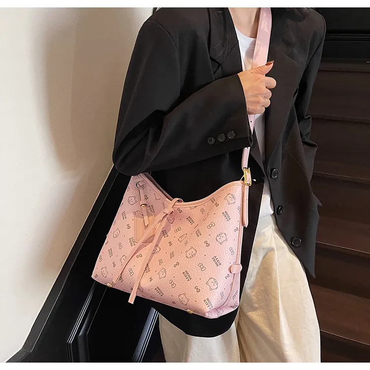 ResNonverba PU Shoulder Bag Shoulder Bag Regular Women's Light Pink/Pink/Brown-3