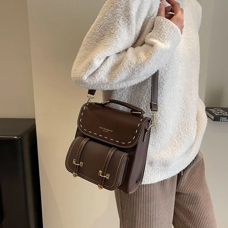 ResNonverba PU Backpack Women's Black/Coffee/Brown/Khaki-11