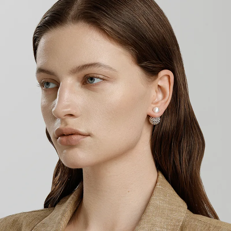 VIGG 925 Sterling Silver Needle Stud Earrings Women's-4