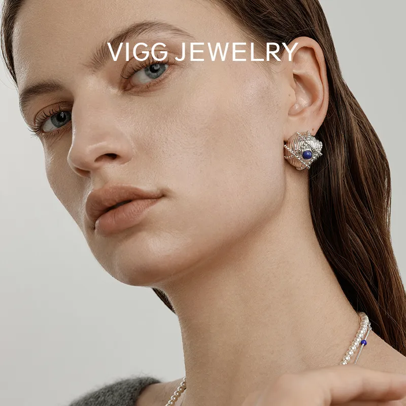 VIGG S925 Sterling Silver Stud Earrings Women's-3