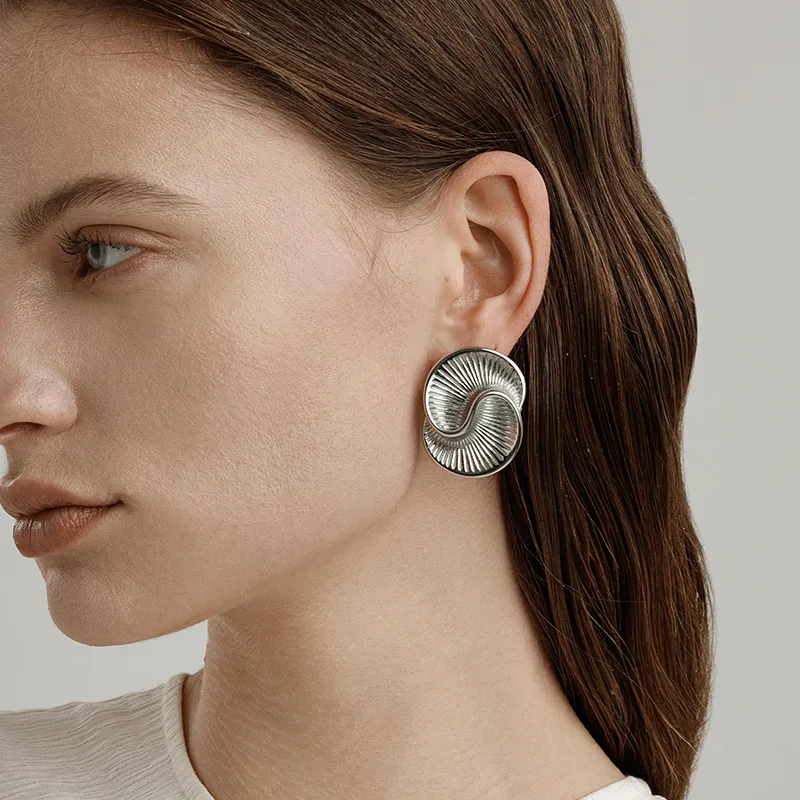 VIGG S925 Silver Stud Earrings Women's-5