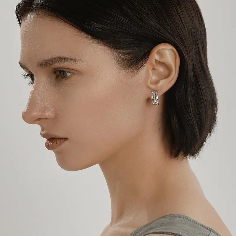 VIGG S925 Silver Stud Earring Stud Earrings Women's-3