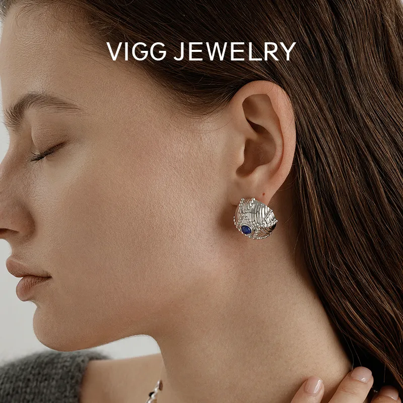 VIGG S925 Sterling Silver Stud Earrings Women's-2
