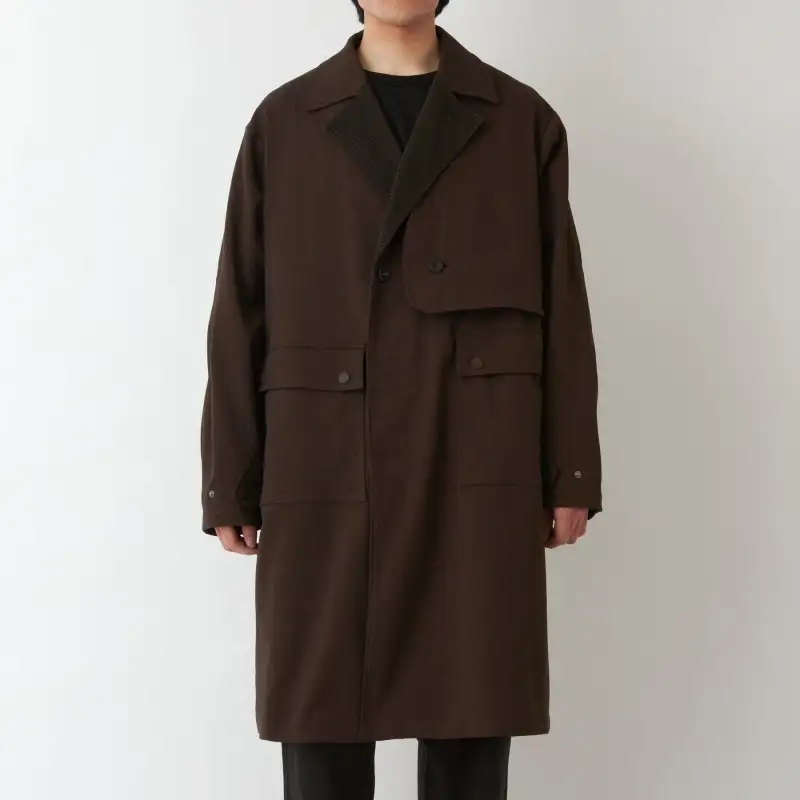 White Mountaineering Trench Coat Men's Coffee-1