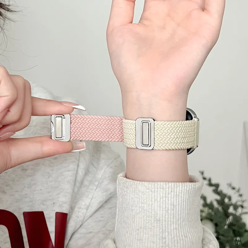 Senior's House Red Beige Compatibility Watch Band 22mm Fabric Material-3