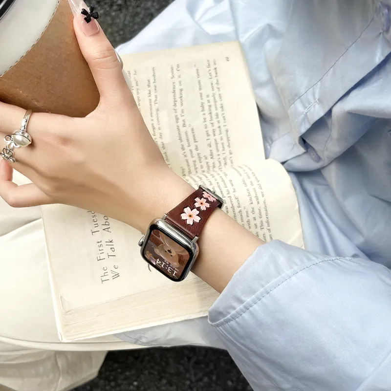 Senior's House Watch Bands Apple Compatibility 38-49mm Genuine Leather Material Women's Watch-3