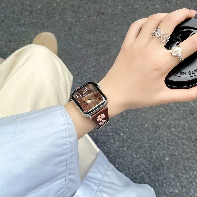 Senior's House Watch Bands Apple Compatibility 38-49mm Genuine Leather Material Women's Watch-5