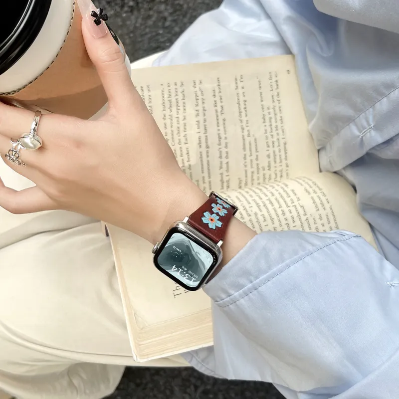 Senior's House Watch Bands Apple Compatibility 38-49mm Genuine Leather Material Women's Watch-9