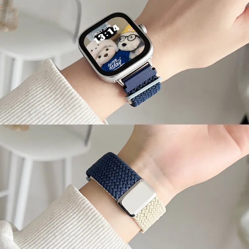 Senior's House Red Beige Compatibility Watch Band 22mm Fabric Material-17