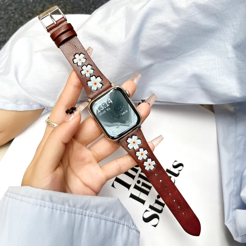 Senior's House Watch Bands Apple Compatibility 38-49mm Genuine Leather Material Women's Watch-8