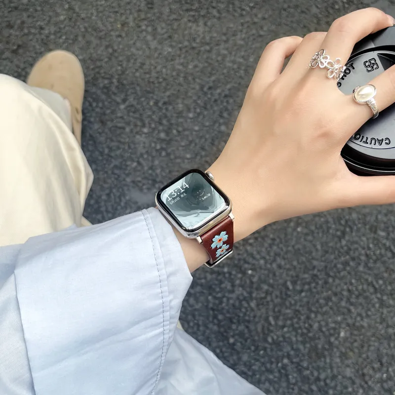 Senior's House Watch Bands Apple Compatibility 38-49mm Genuine Leather Material Women's Watch-11