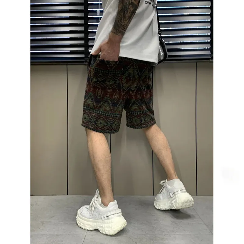 XIDELONG Casual Shorts Unisex Navy Blue Plaid-3