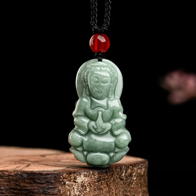 MOONS FAME Bean Type Jadeite Buddha Necklace Unisex-8