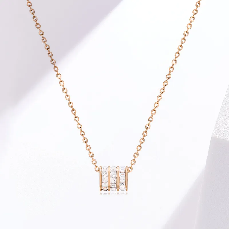 Silver Trim Titanium Steel Necklaces Women's-1