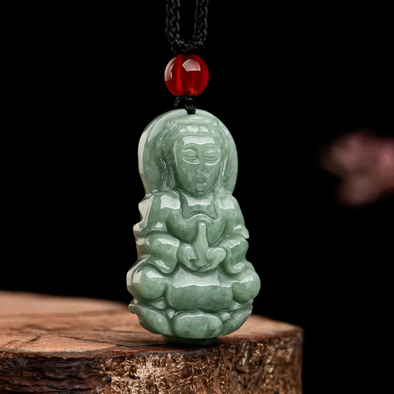 MOONS FAME Bean Type Jadeite Buddha Necklace Unisex-7