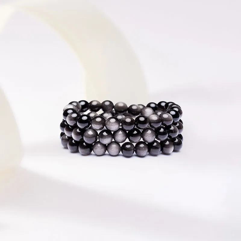 TRUE ME Silver Sheen Obsidian Bracelets Unisex-2