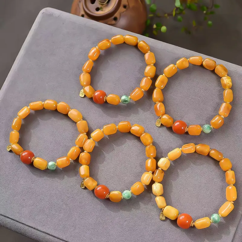 Gu He Amber/Beeswax Bracelets Unisex-5