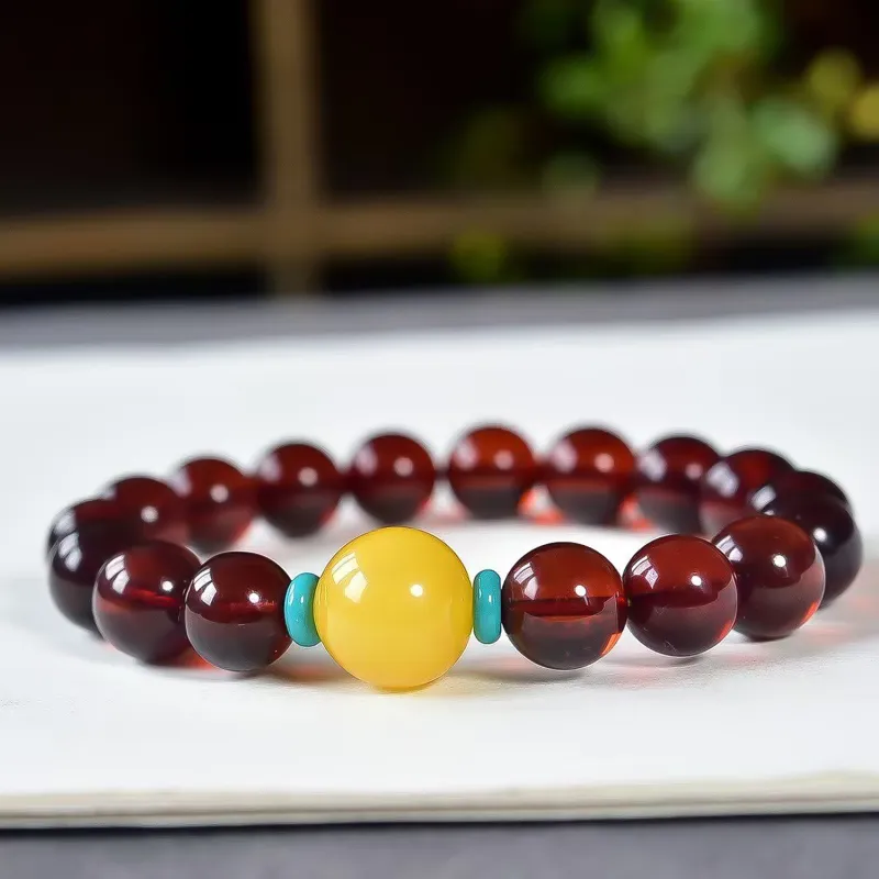 Gu He Amber/Beeswax Bracelets Unisex-5