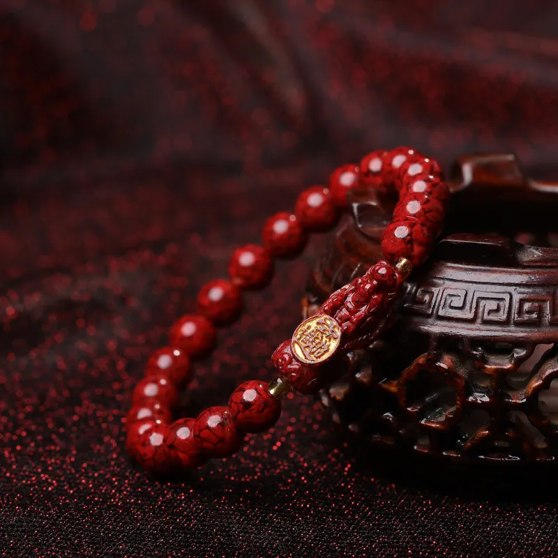 Gu He Reconstructed Cinnabar Jade Bracelets Unisex-1