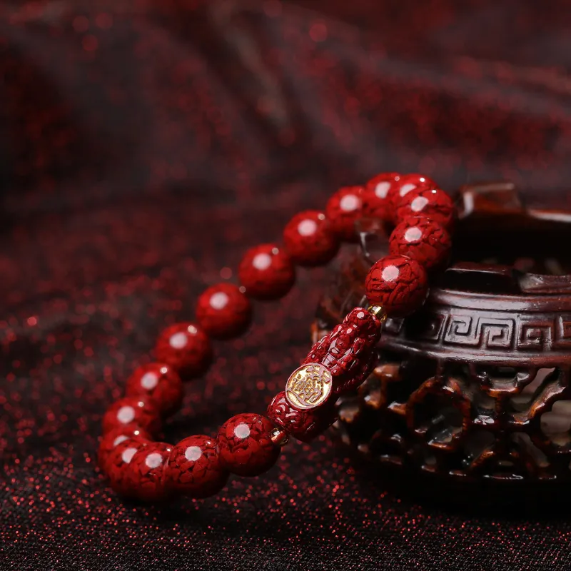 Gu He Reconstructed Cinnabar Jade Bracelets Unisex-6