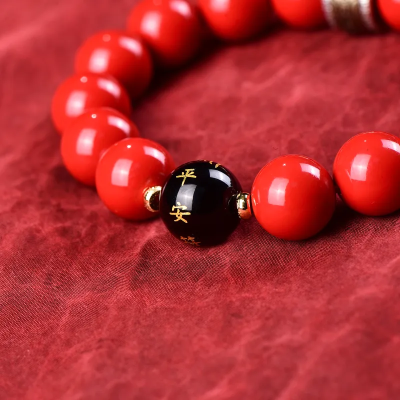 Gu He Reconstructed Cinnabar Jade Bracelets Unisex-14