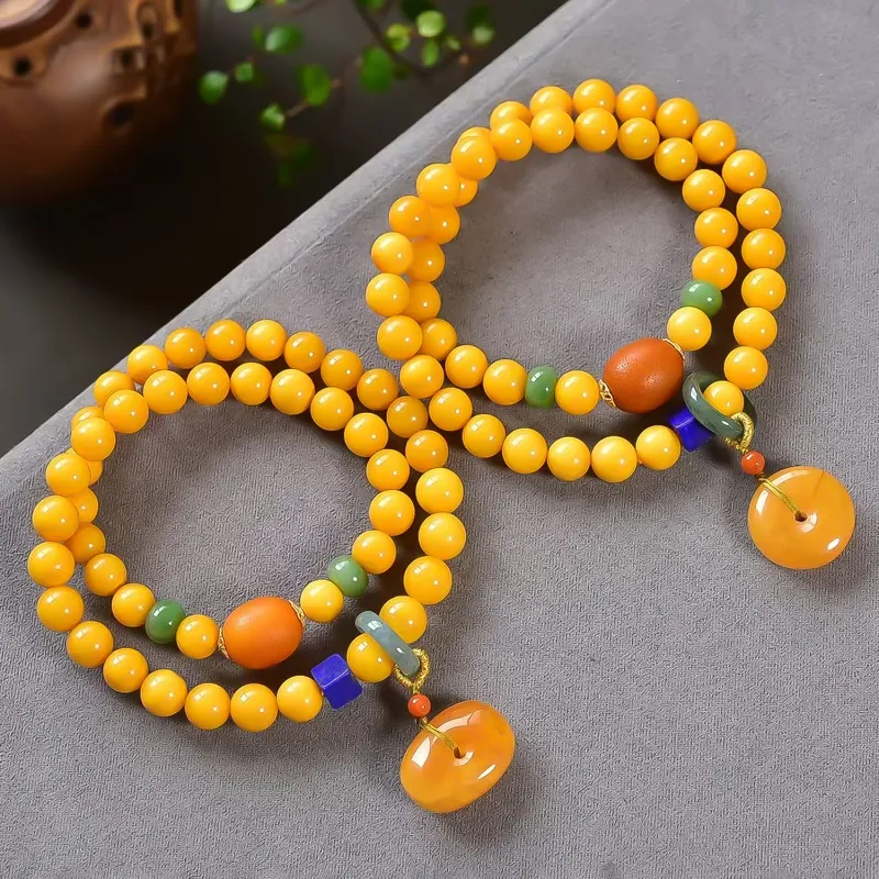 Gu He Amber/Beeswax Bracelets Unisex-3